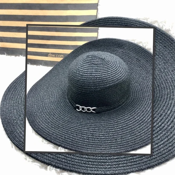 Magid Hats - Women’s black and burgundy hat. New Magid Hats Brown Black UPF 50+ Striped Straw Sun Hat One  main image 4